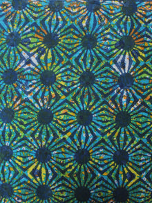Indigo Green Blue Hand Block Printed Cotton Cambric Fabric Per Meter - F0916415