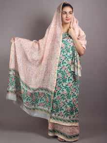 Green Pink Hand Block Printed Chanderi Kurta-Salwar Fabric With Chanderi Dupatta - S1628034