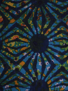 Indigo Green Blue Hand Block Printed Cotton Cambric Fabric Per Meter - F0916415