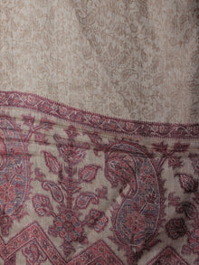 Sandy Brown Pure Wool With Palla Border Self Design Cashmere Stole from Kashmir - S6317096