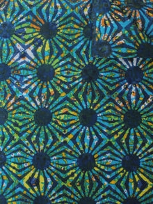 Indigo Green Blue Hand Block Printed Cotton Cambric Fabric Per Meter - F0916415