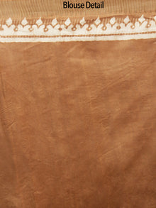 Brown Ivory Chanderi Silk Hand Block Printed Saree With Ghicha Border - S031702436