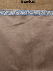 Kashish Ivory Indigo Chanderi Silk Hand Block Printed Saree With Ghicha Border - S031702437