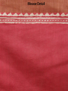 Pink Ivory Chanderi Silk Hand Block Printed Saree With Ghicha Border - S031702441