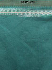 Green Ivory Chanderi Hand Block Printed Saree With Ghicha Border - S031702448