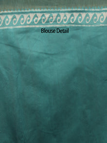 Green Ivory Chanderi Hand Block Printed Saree With Ghicha Border - S031702452
