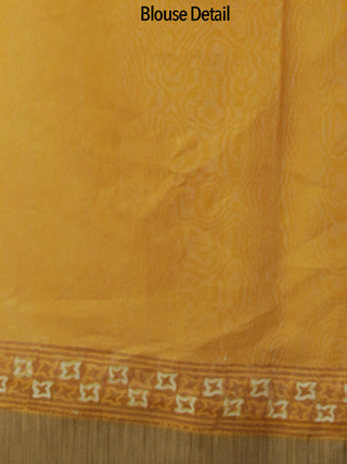 Yellow Ivory Hand Block Printed Chanderi Saree With Ghicha Border - S031702462
