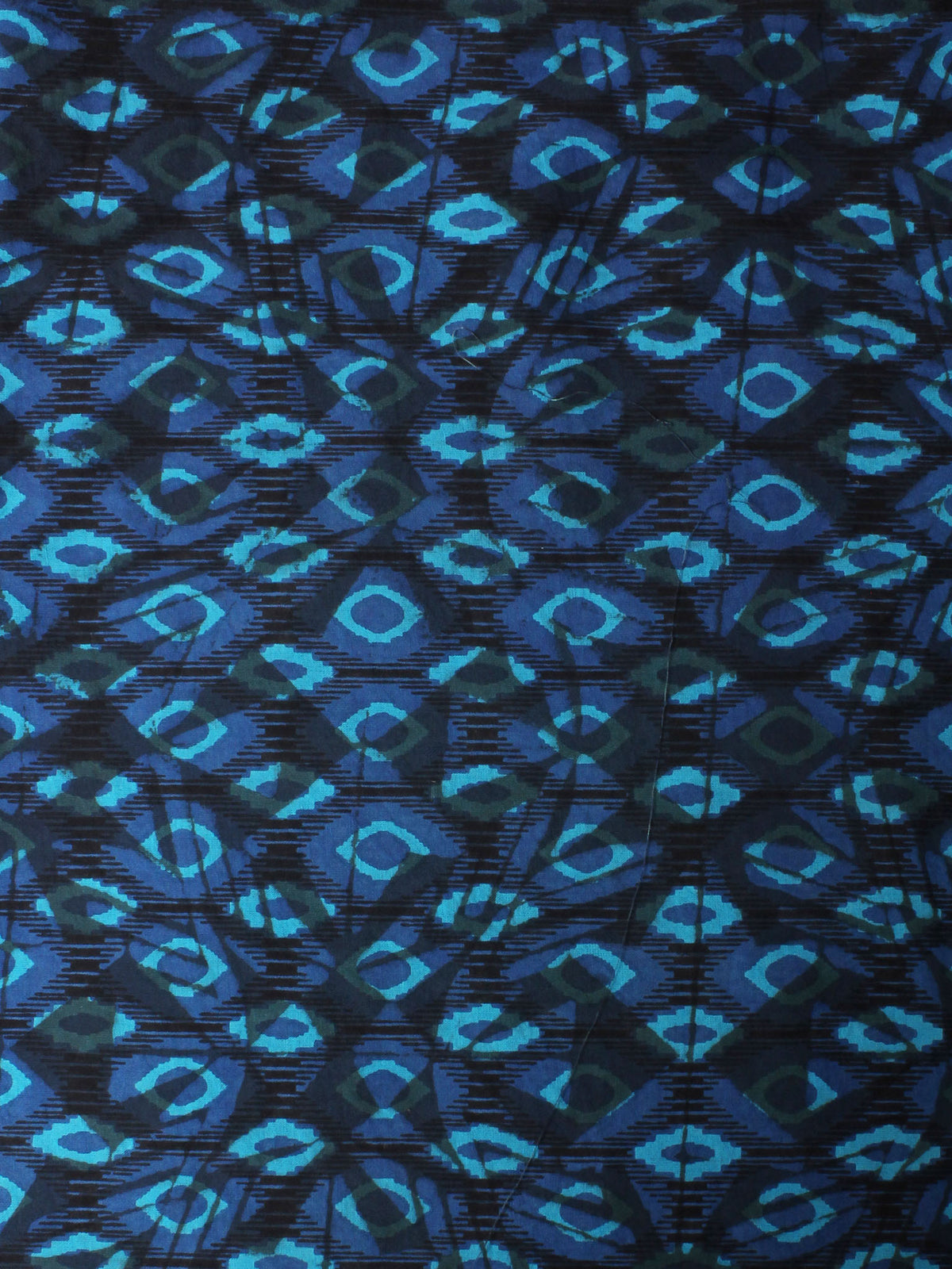 Indigo Sky Blue Hand Block Printed Cotton Cambric Fabric Per Meter - F0916414
