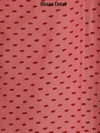 Dark Peach Pink Green Hand Block Printed Cotton Mul Saree - S031702520