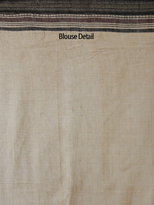Beige Maroon Black Handloom Hand Block Printed Handloom Saree in Natural Dyes - S031702500
