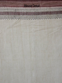 Beige Rust Maroon Black Handloom Cotton Hand Block Printed Handloom Saree in Natural Dyes - S031702502