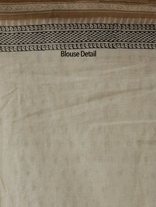 Beige Mustard Black Handloom Cotton Hand Block Printed Handloom Saree in Natural Dyes - S031702507