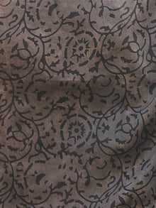 Chocolate Brown Red  Black Chanderi Silk Hand Block Printed Saree With Geecha Border - S031702629
