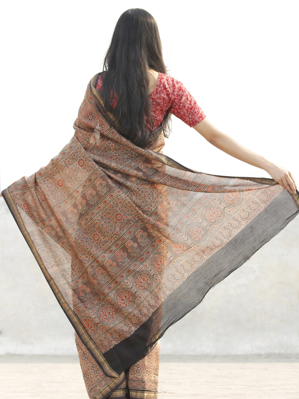 Buy Fabindia Women's Cotton Silk Saree Aqua at Amazon.in