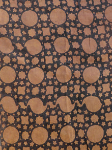 Copper Beige Black  Chanderi Silk Ajrakh Hand Block Printed Saree With Zari Border - S031702633