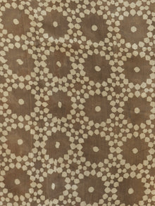 Brown White Chanderi Silk Ajrakh Hand Block Printed Saree With Zari Border - S031702639