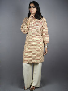 Beige Red Hand Block Printed Kurti- K0517026