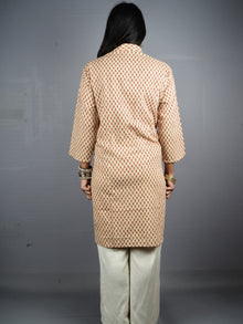 Beige Red Hand Block Printed Kurti- K0517026