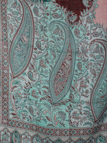 Prussian Green Orange Maroon Pure Wool Jamawar Stole from Kashmir - S6317099