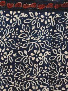 Indigo Black Maroon Chanderi Silk Ajrakh Hand Block Printed Saree With Geecha Border - S031702654