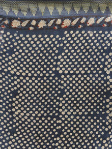 Indigo Black Maroon Chanderi Silk Ajrakh Hand Block Printed Saree With Geecha Border - S031702656