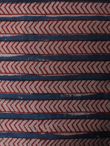 Beige Indigo Maroon Hand Block Printed Cotton Cambric Fabric Per Meter - F0916394