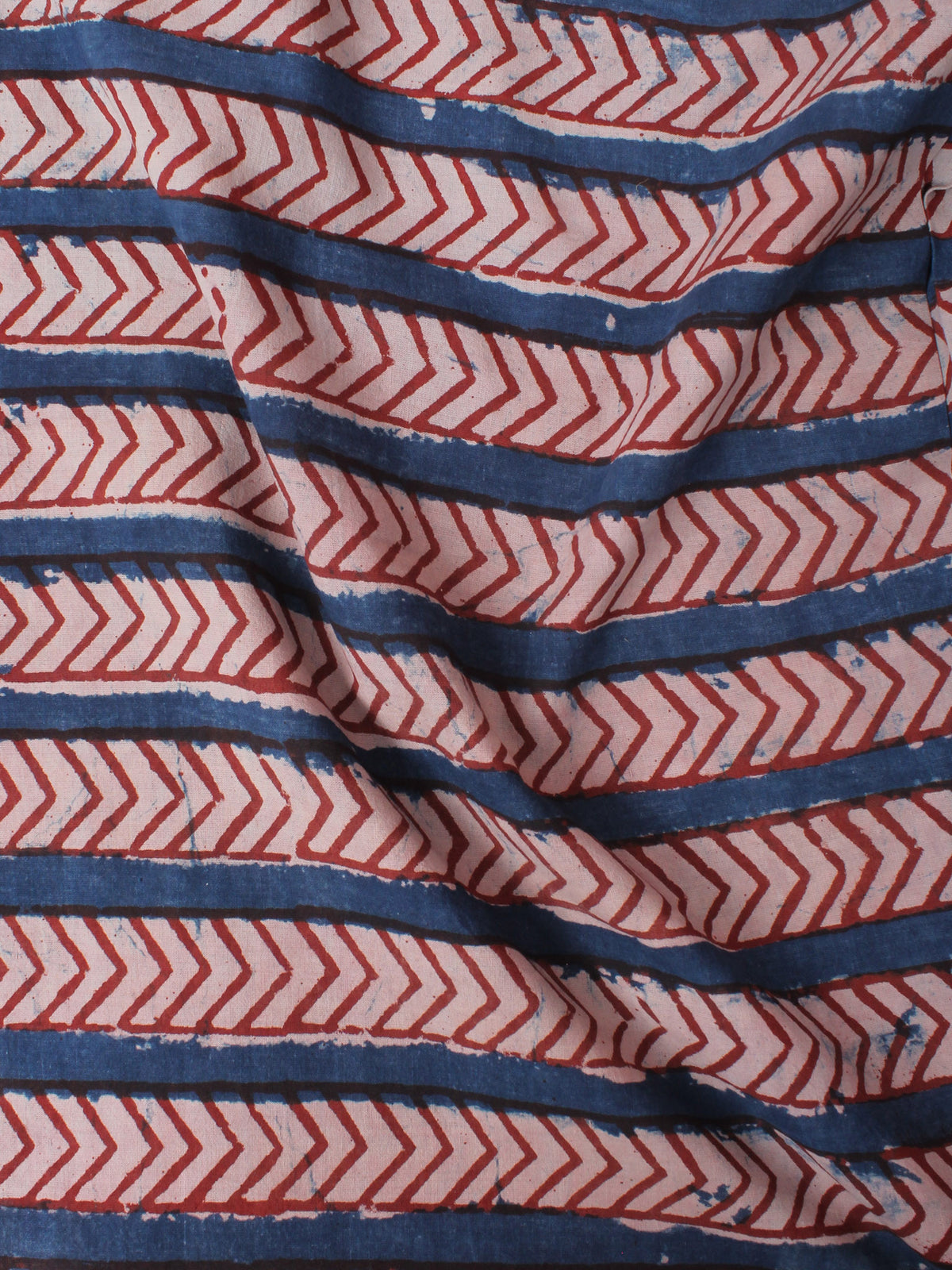 Beige Indigo Maroon Hand Block Printed Cotton Cambric Fabric Per Meter - F0916394