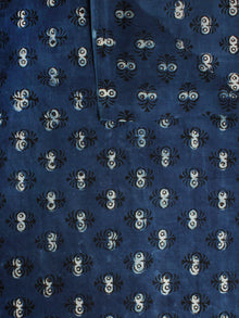 Indigo Beige Hand Block Printed Cotton Cambric Fabric Per Meter - F0916393