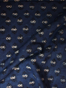 Indigo Beige Hand Block Printed Cotton Cambric Fabric Per Meter - F0916393