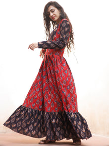 Timeless Charm - Hand Block Printed Long Dress With Potli - D376F1808