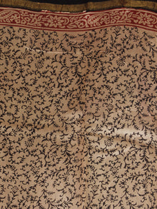 Beige Red Black Chanderi Bagru Hand Block Printed Saree - S03170282