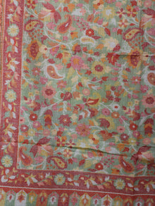 Light Green Orange Red Kani Cutting Jamawar Pure Wool Cashmere Stole from Kashmir - S6317103