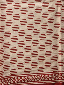 Red Beige Black Hand Block Printed Cotton Suit-Salwar Fabric With Chiffon Dupatta - S1628038