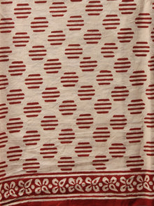 Red Beige Black Hand Block Printed Cotton Suit-Salwar Fabric With Chiffon Dupatta - S1628039