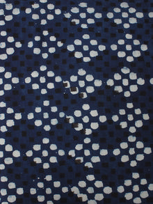 Indigo Black White Hand Block Printed Cotton Cambric Fabric Per Meter - F0916390
