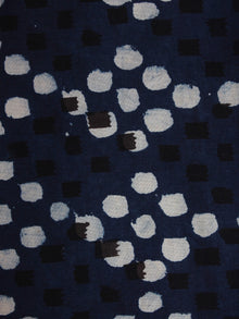 Indigo Black White Hand Block Printed Cotton Cambric Fabric Per Meter - F0916390