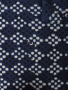 Indigo Black White Hand Block Printed Cotton Cambric Fabric Per Meter - F0916390