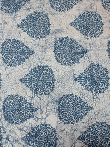 Indigo Ivory Hand Block Printed Cotton Cambric Fabric Per Meter - F0916389