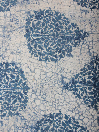 Indigo Ivory Hand Block Printed Cotton Cambric Fabric Per Meter - F0916389