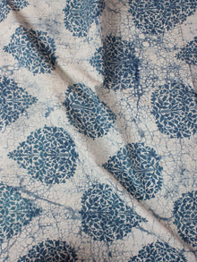 Indigo Ivory Hand Block Printed Cotton Cambric Fabric Per Meter - F0916389
