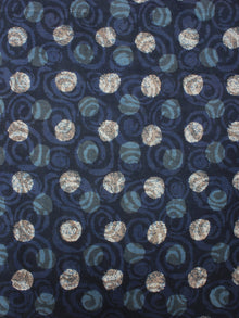 Indigo Beige Hand Block Printed Cotton Cambric Fabric Per Meter - F0916425