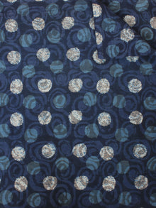 Indigo Beige Hand Block Printed Cotton Cambric Fabric Per Meter - F0916425
