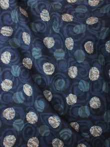 Indigo Beige Hand Block Printed Cotton Cambric Fabric Per Meter - F0916425