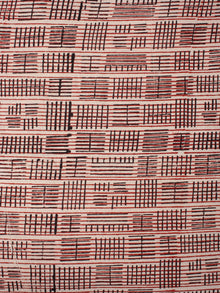 Beige Black Red Hand Block Printed Cotton Cambric Fabric Per Meter - F0916423