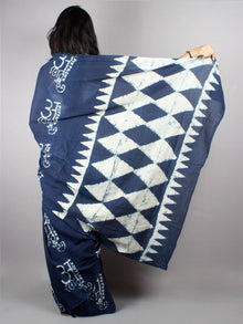 Indigo Cotton Hand Block Printed Saree - S0317038