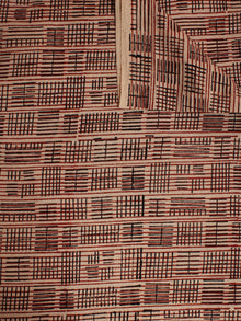 Beige Black Red Hand Block Printed Cotton Cambric Fabric Per Meter - F0916423