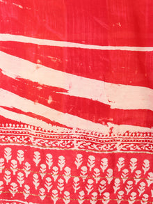 Red Beige Chanderi Hand Painted Dupatta - D0417098