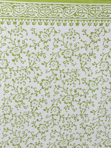 White Mint Green Cotton Hand Block Bagru Printed Saree - S03170337