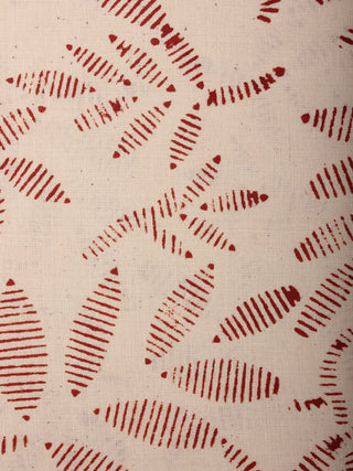 Beige Maroon Hand Block Printed Cotton Cambric Fabric Per Meter - F0916472