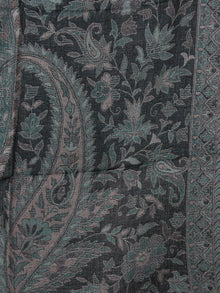 Black Grey Green Pure Wool Jamawar Cashmere Stole from Kashmir - S6317112